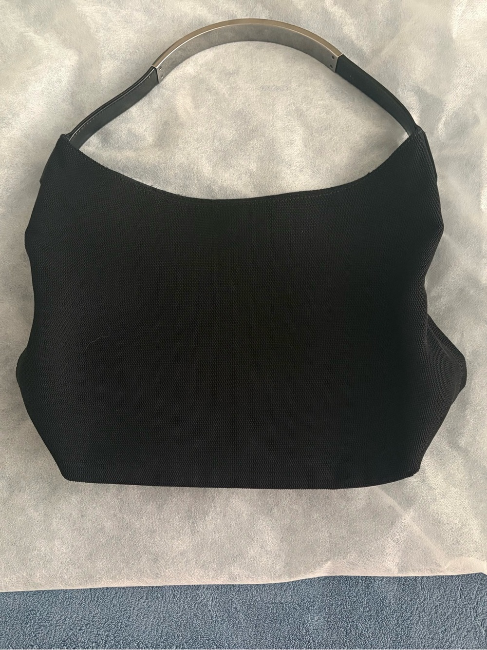Gucci Black Fabric Satchel with Metal Accent Handle